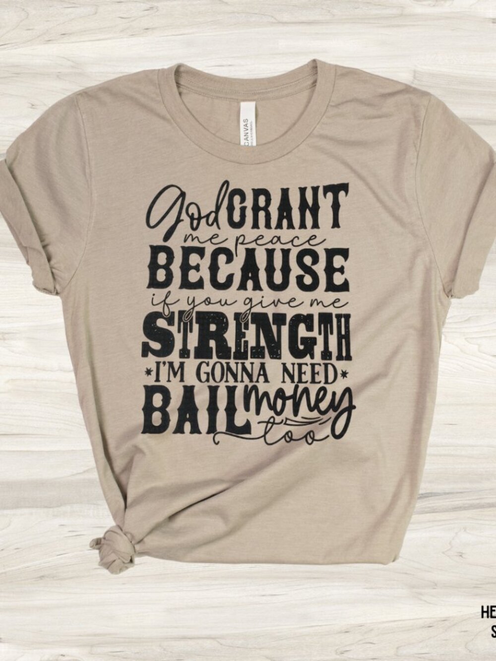 NWT Bella Canvas "God Grant Me Peace..." Graphic Tee Unisex Tan Size 3XL
